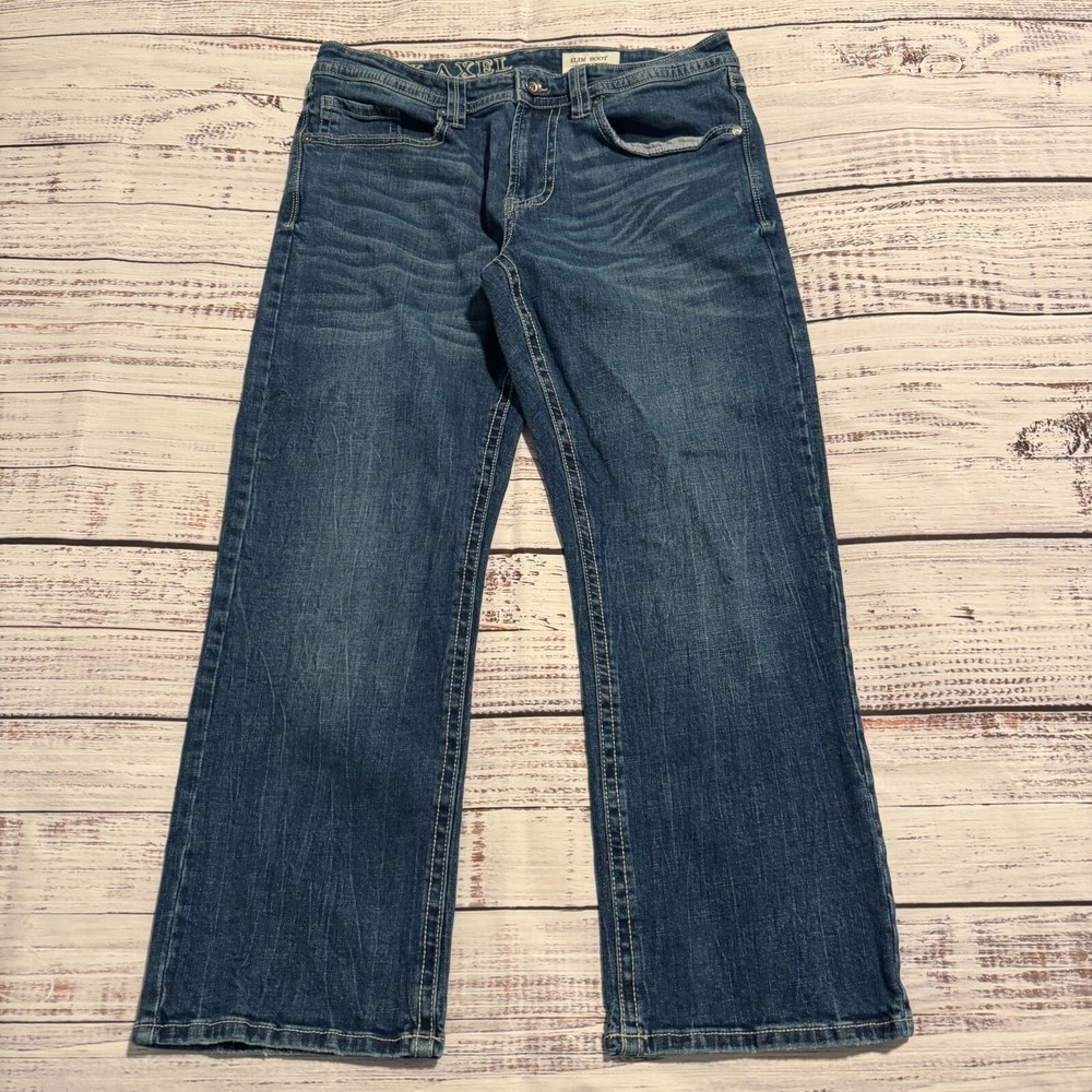 TK AXEL Jeans Slim Boot Denim Blue Pants Men's Size 34x30 (Fits‎ 34x26)